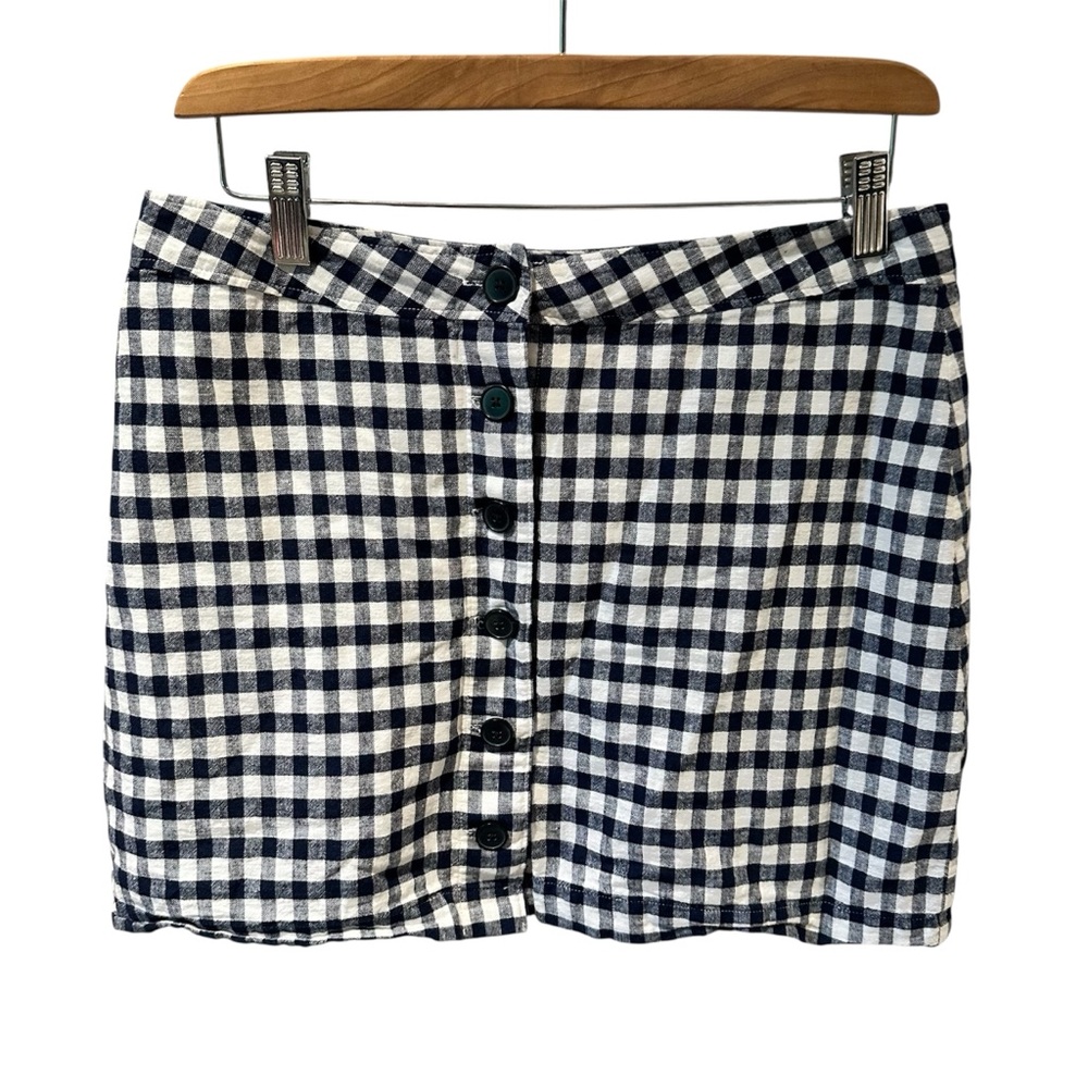 Aritzia Sunday Best Navy White Gingham Micah Mini Skirt Size 10
